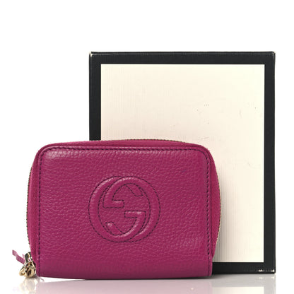 Gucci Pebbled Calfskin Soho Compact Disco Zip Around Wallet Bright Bougainvillea 8 of 8