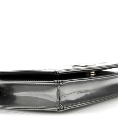 Christian Dior Metallic Patent Micro-Cannage Diorama Wallet on Chain Pouch Silver 10 of 15