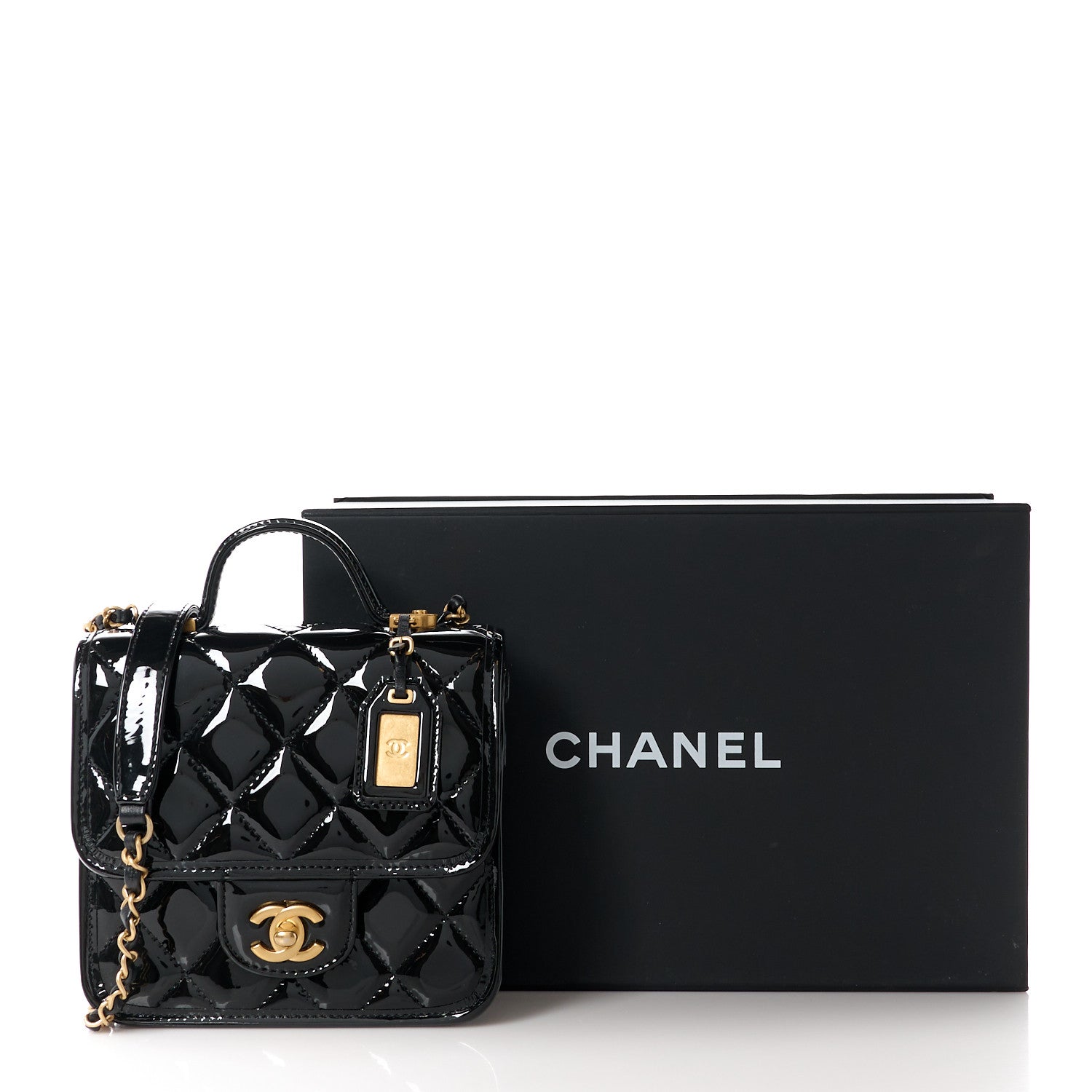 Chanel Patent School Memory Mini Top Handle Flap Black 12 of 12