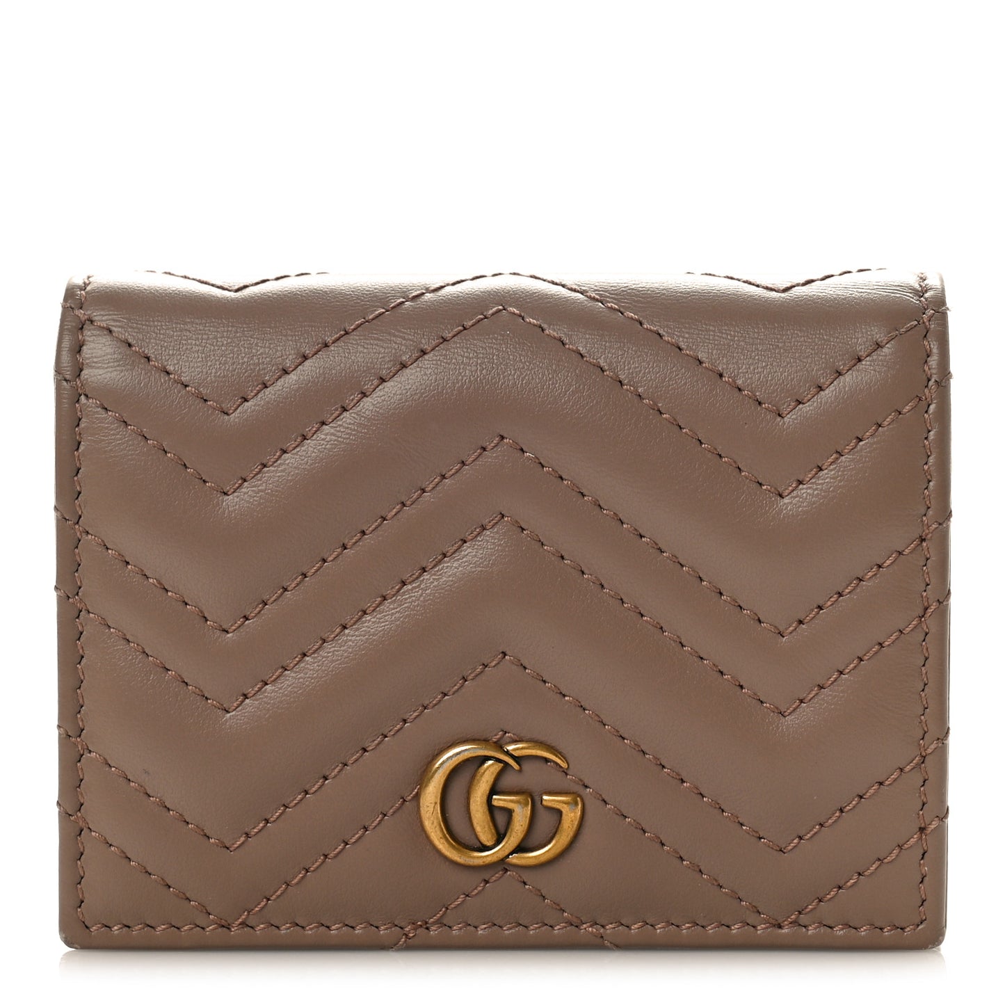Calfskin Matelasse GG Marmont Card Case Wallet Porcelain Rose