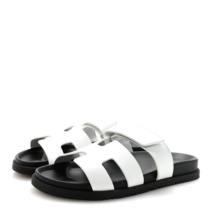 Hermes Calfskin Womens Chypre Sandals 38 White 4 of 10