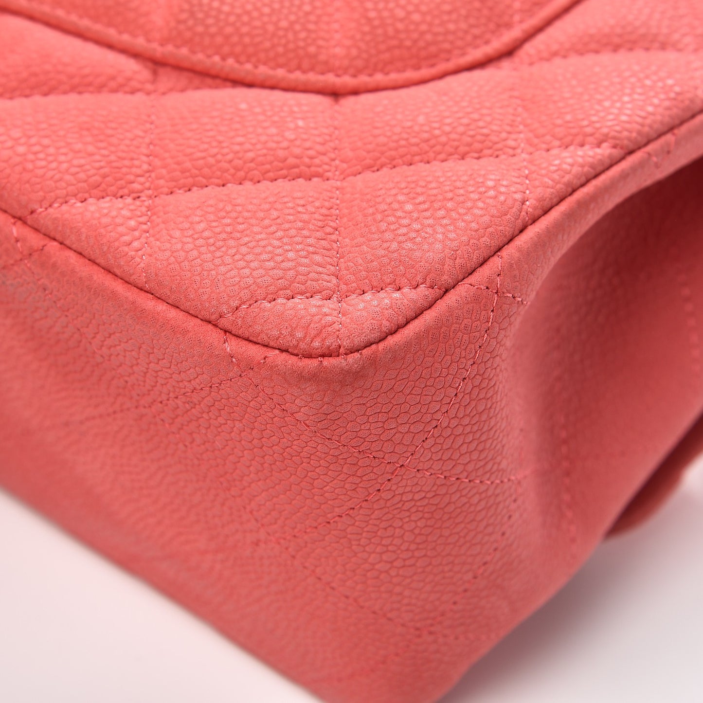 Iridescent Caviar Quilted Jumbo Double Flap Coral
