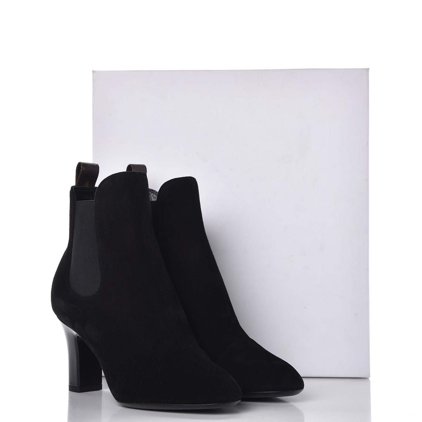 Suede Monogram Uniformes Cap Toe Chelsea 75mm Ankle Boots 37 Black