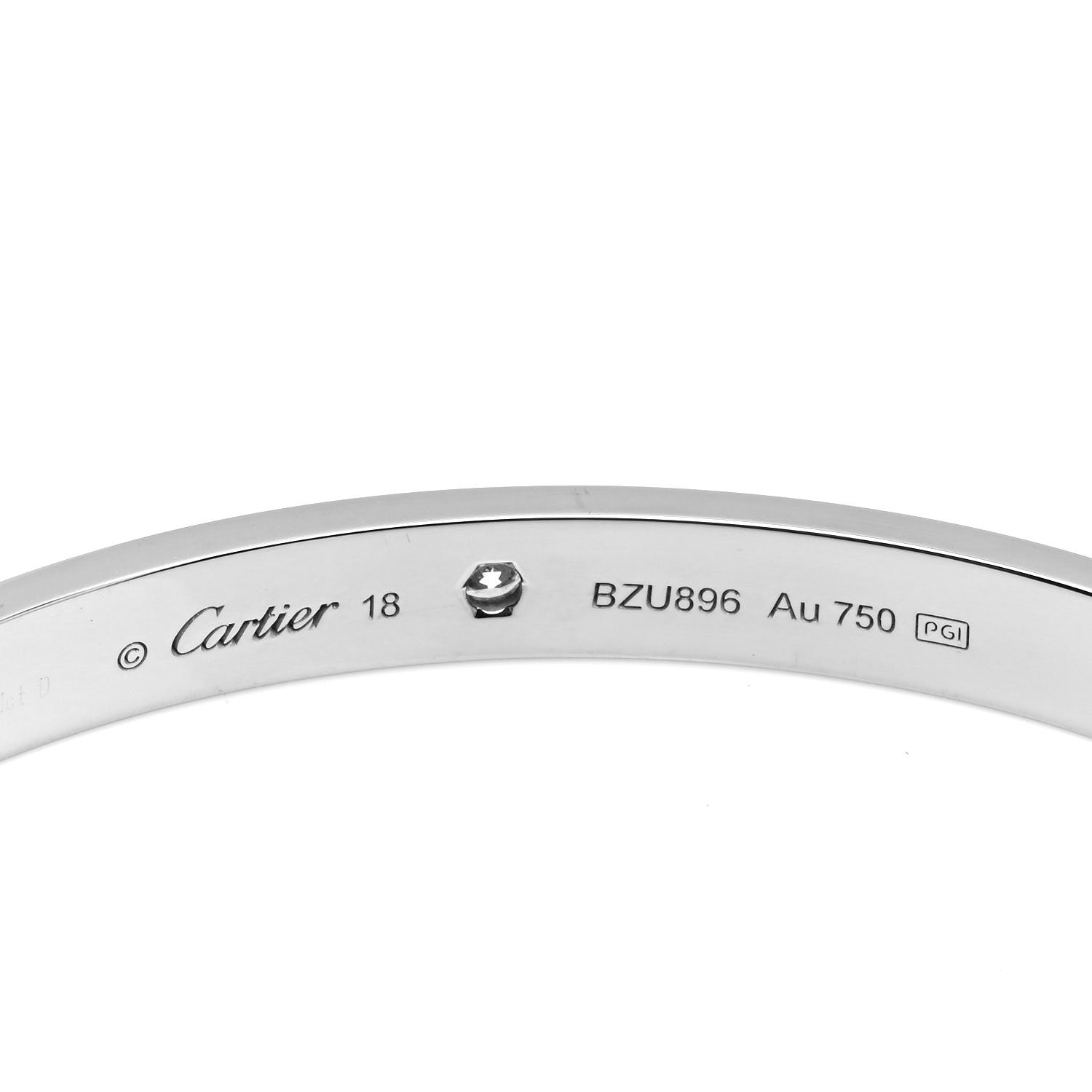 Cartier 18K White Gold 1 Diamond LOVE Cuff Bracelet 18 4 of 4