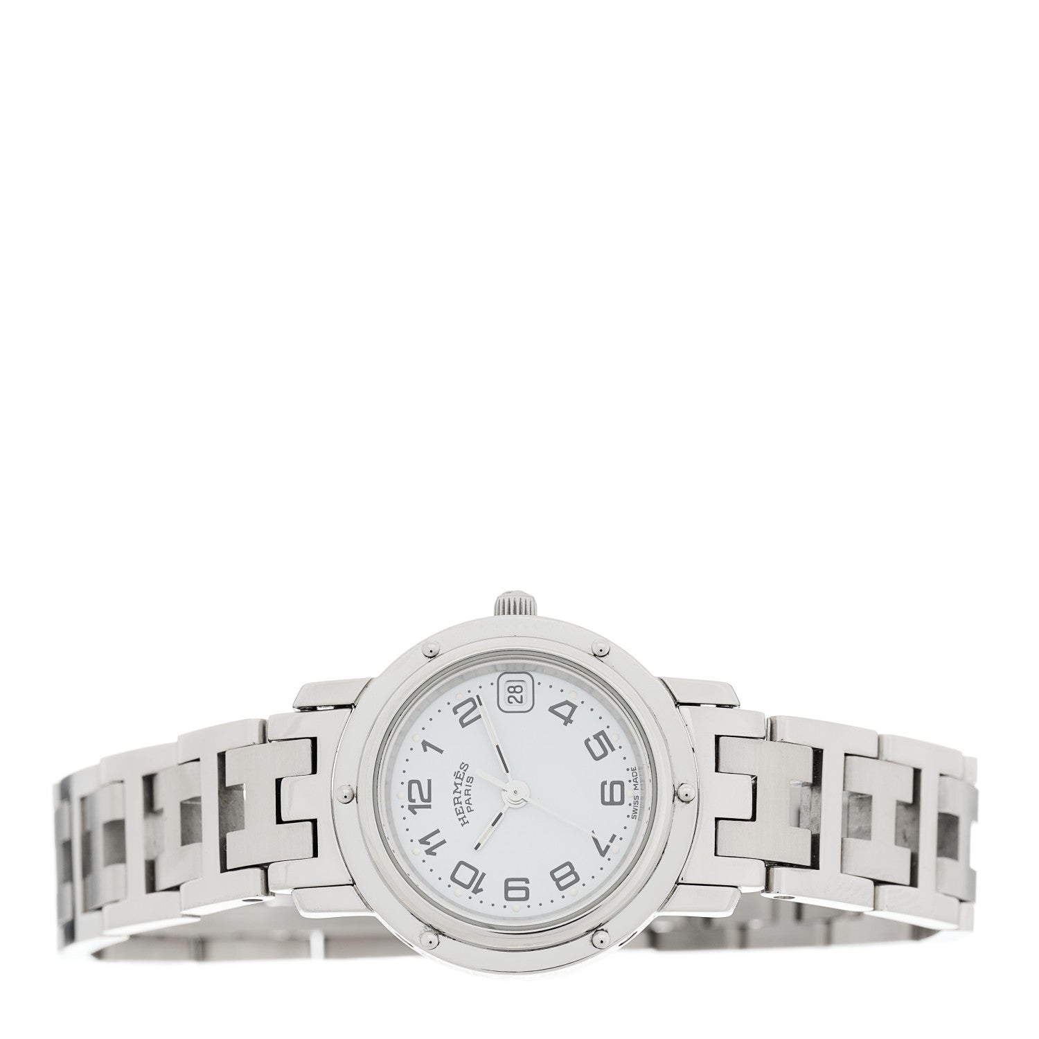 Hermes Stainless Steel 24mm Clipper Quartz Watch White 2 of 4