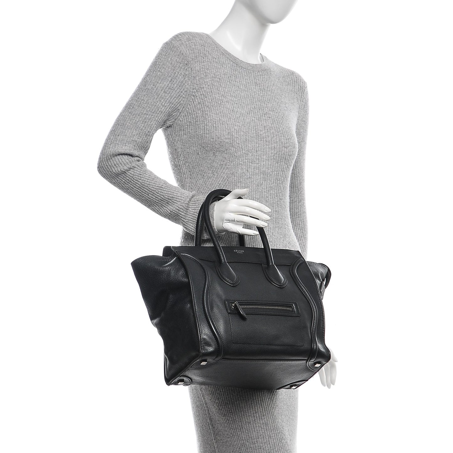 Drummed Calfskin Mini Luggage Black
