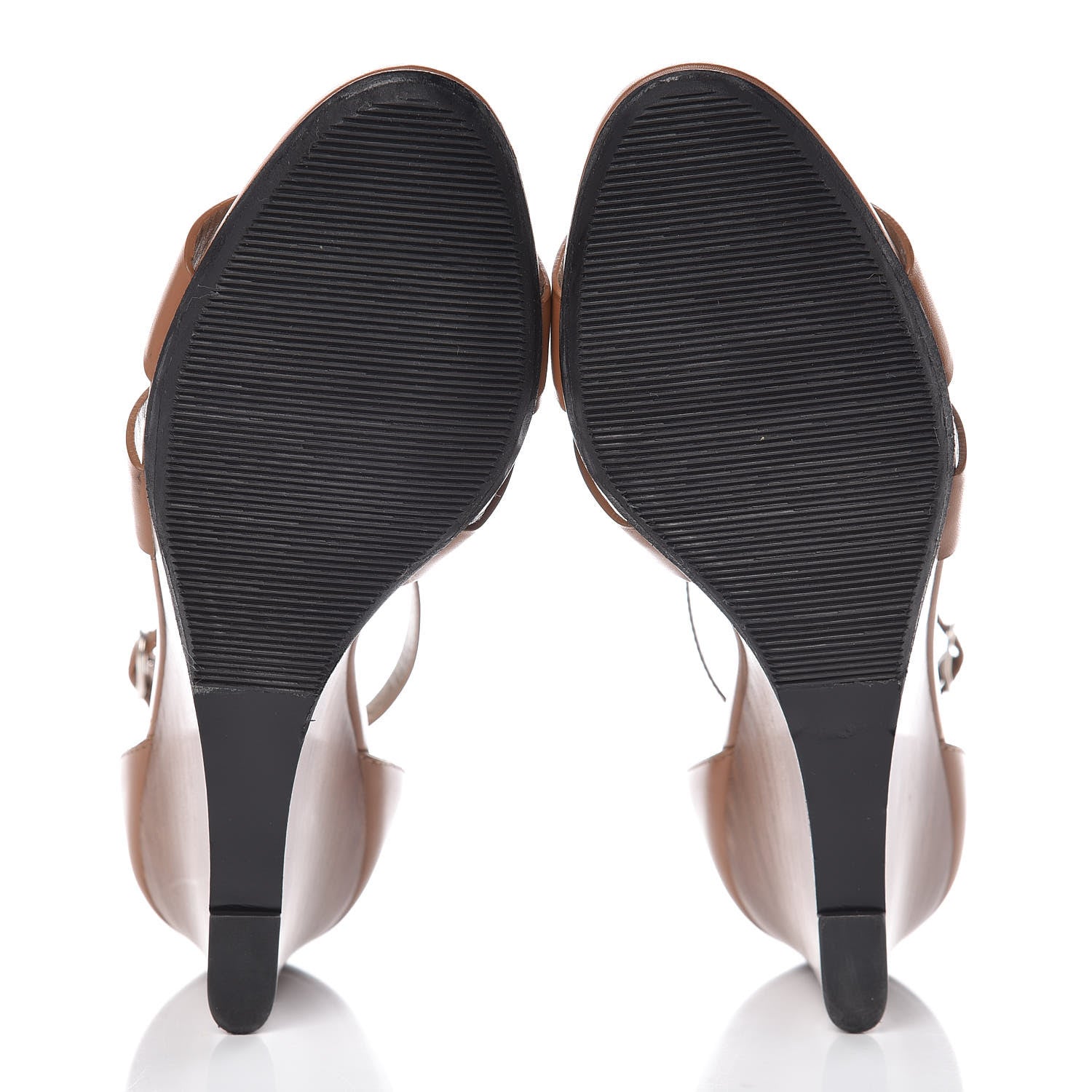 Hermes Calfskin Legend Wedge Sandals 37 Gold 7 of 11