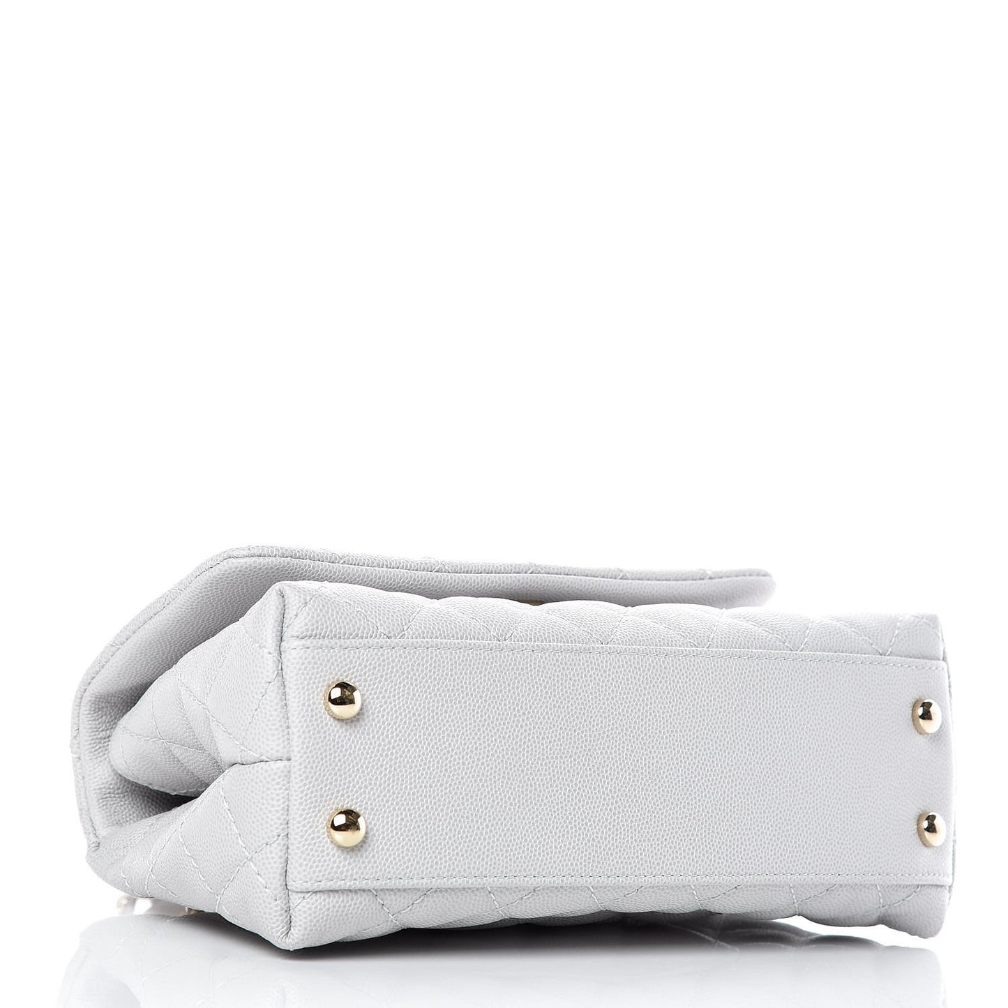 Caviar Quilted Mini Coco Handle Flap Light Grey