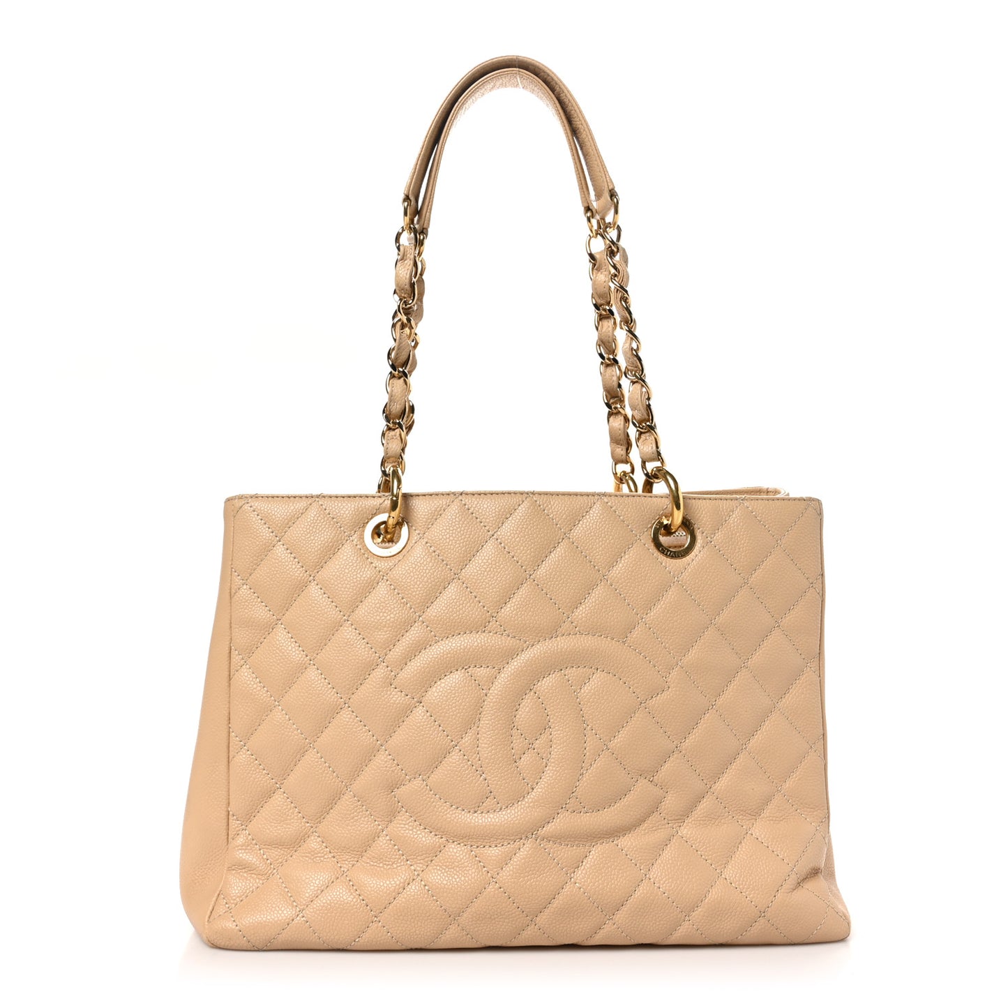 Caviar Quilted Grand Shopping Tote GST Beige Clair