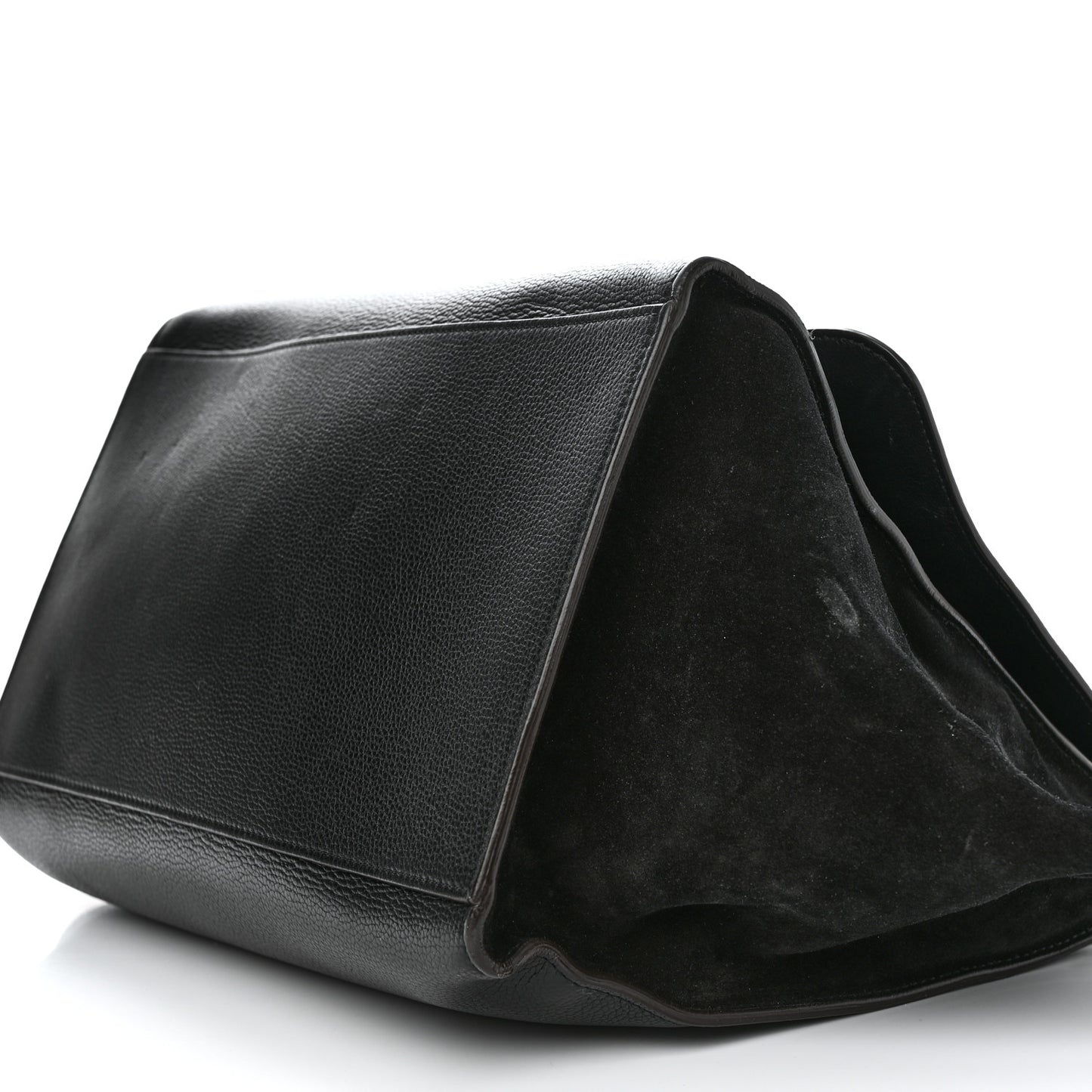 Drummed Calfskin Suede Large Trapeze Black