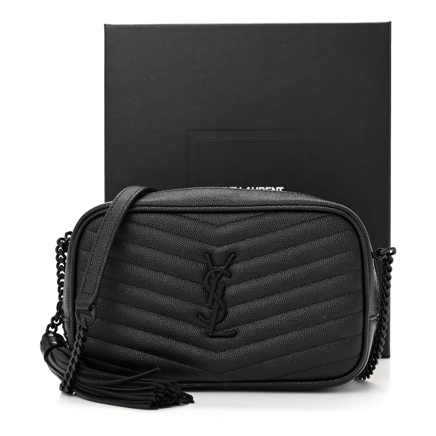 Saint Laurent Grain De Poudre Matelasse Monochrome Monogram Mini Lou Camera Bag Black 11 of 11