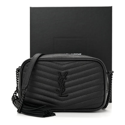 Saint Laurent Grain De Poudre Matelasse Monochrome Monogram Mini Lou Camera Bag Black 11 of 11
