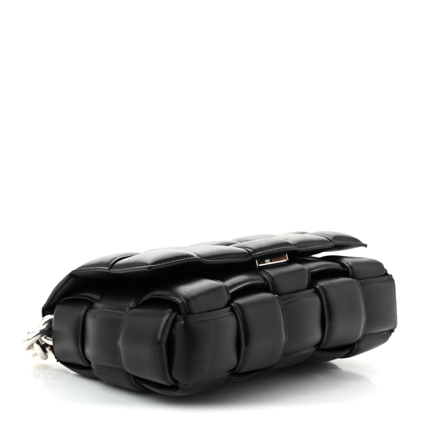 Lambskin Maxi Intreccio Padded Chain Cassette Crossbody Bag Black
