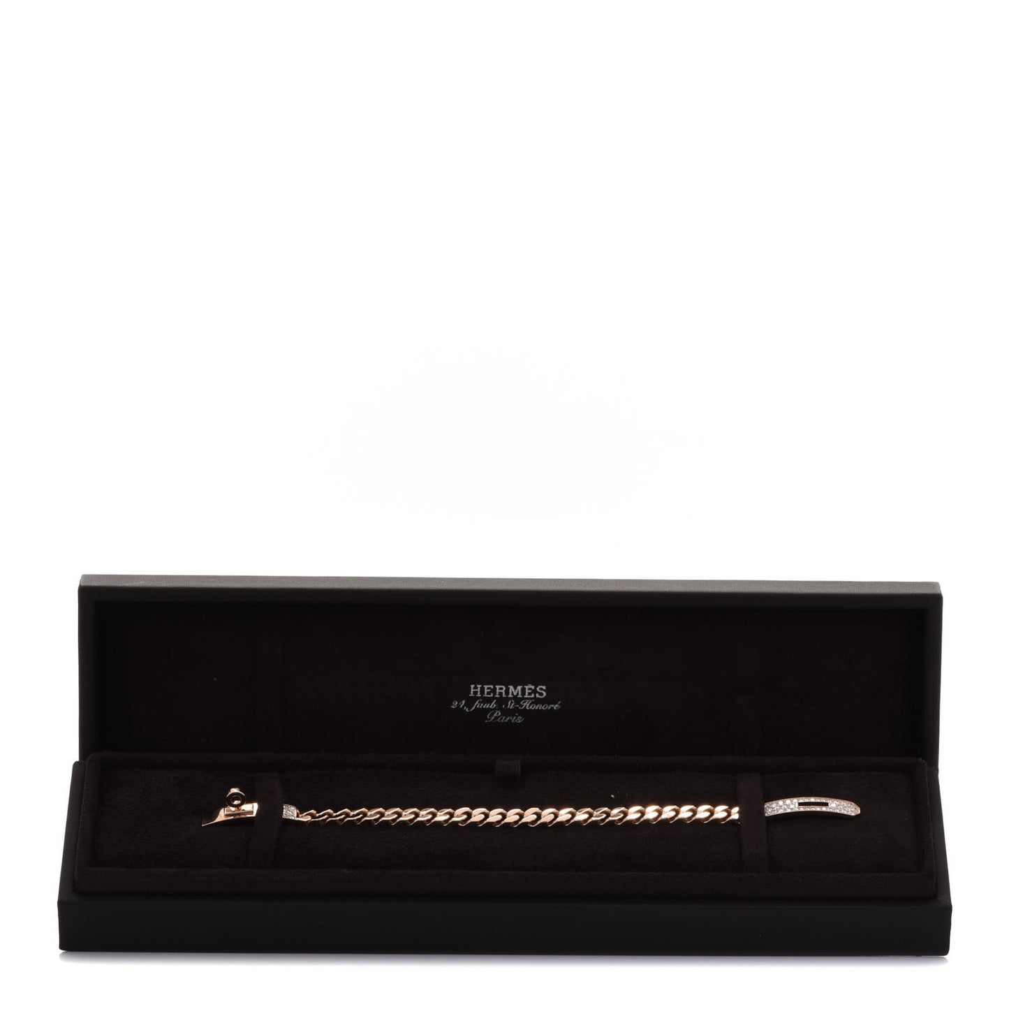 18K Rose Gold Diamond PM Kelly Gourmette Bracelet SH