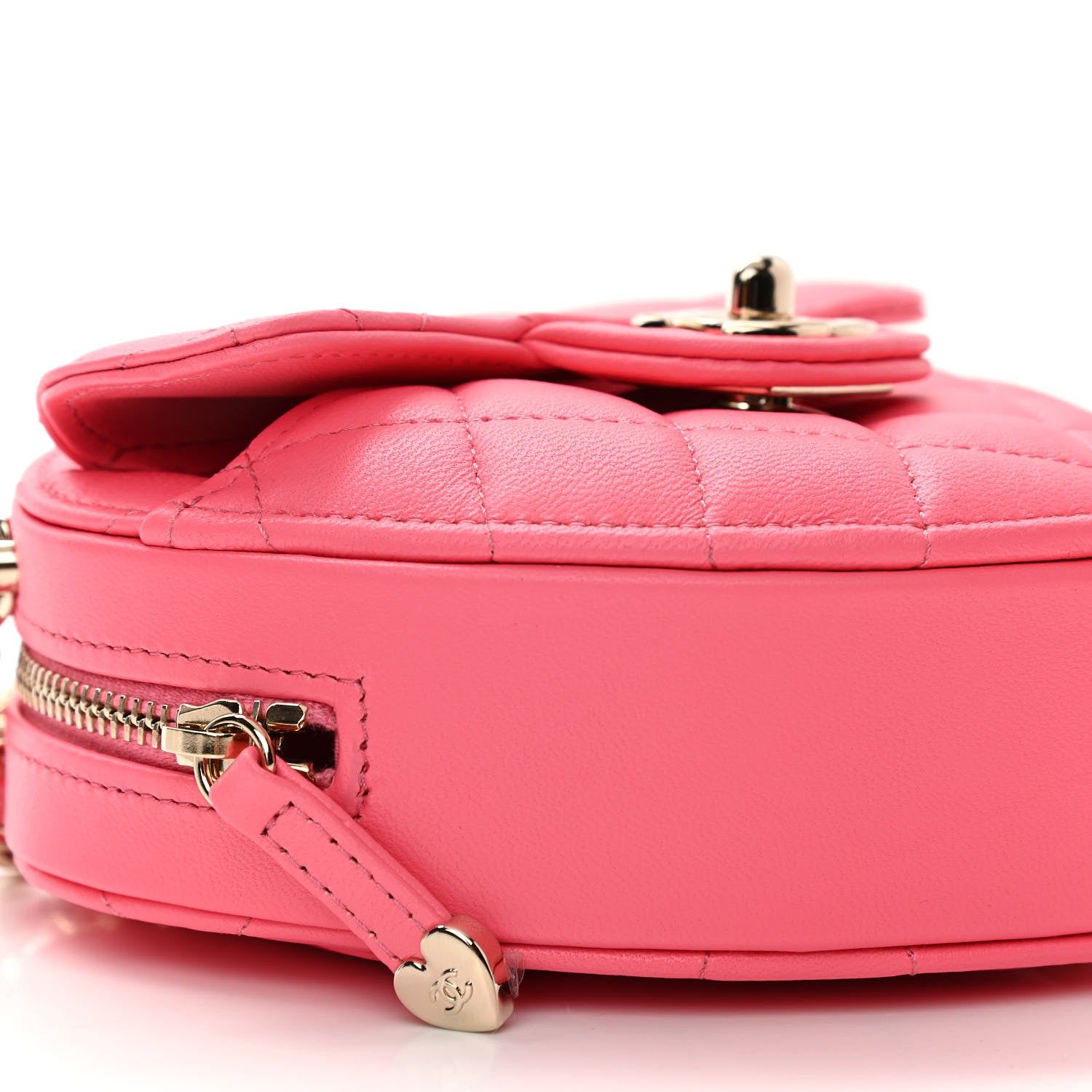 Chanel Lambskin Quilted CC In Love Heart Clutch With Chain Pink 9 of 11