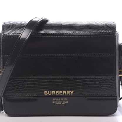 Burberry Calfskin Lizard Embossed Two Tone Small Grace Bag Black 7 of 9