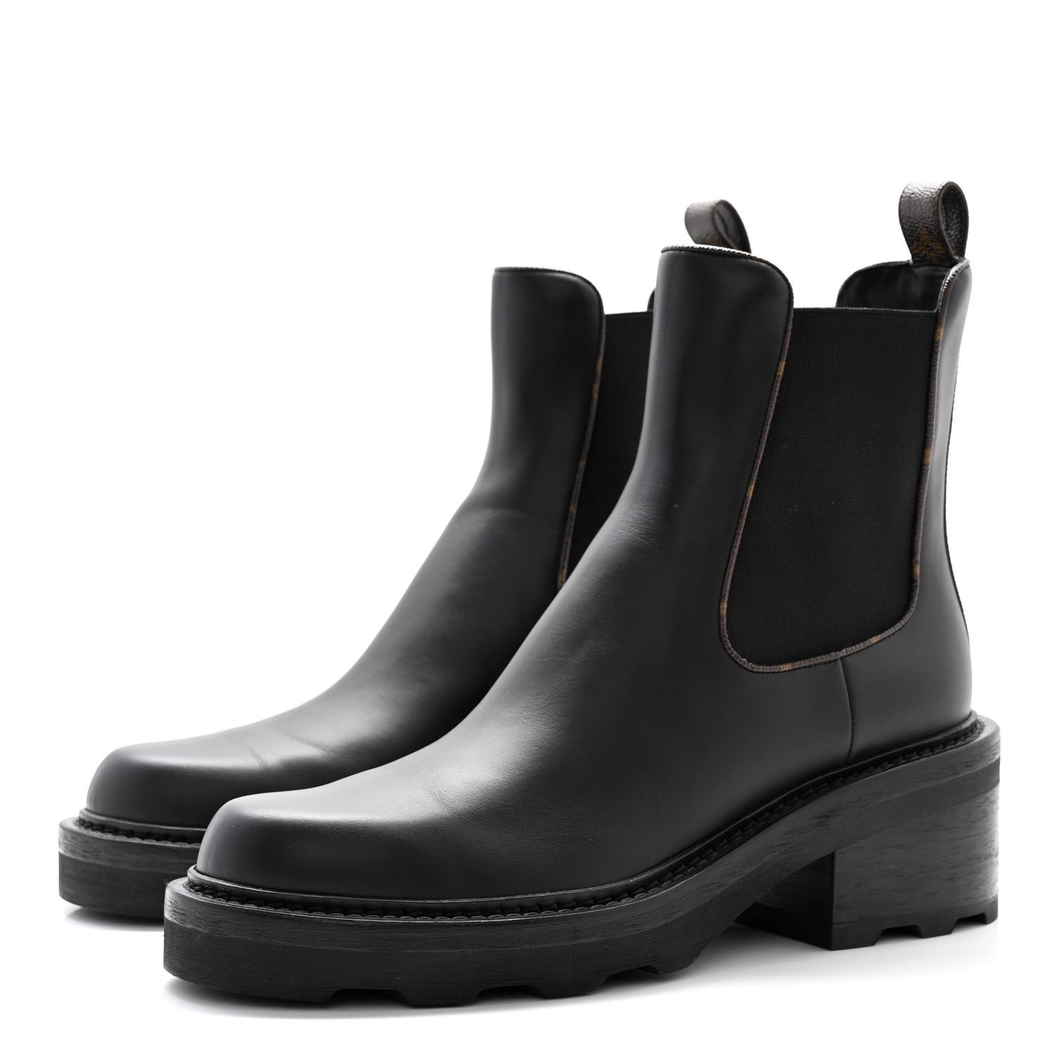 Louis Vuitton Calfskin Monogram Beaubourg Ankle Boots 41 Black 3 of 12
