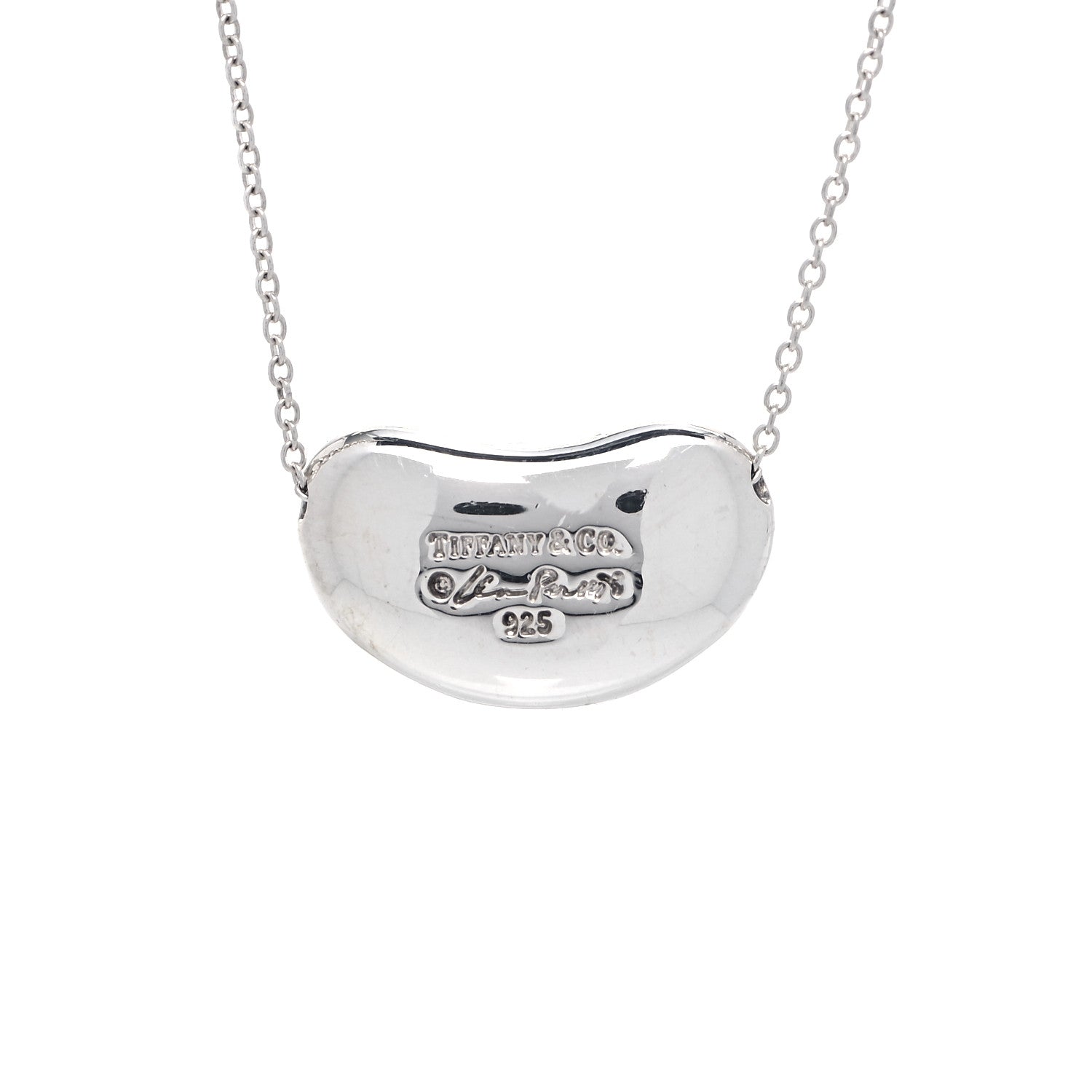 Tiffany Sterling Silver 20mm Elsa Peretti Bean Pendant Necklace 3 of 6