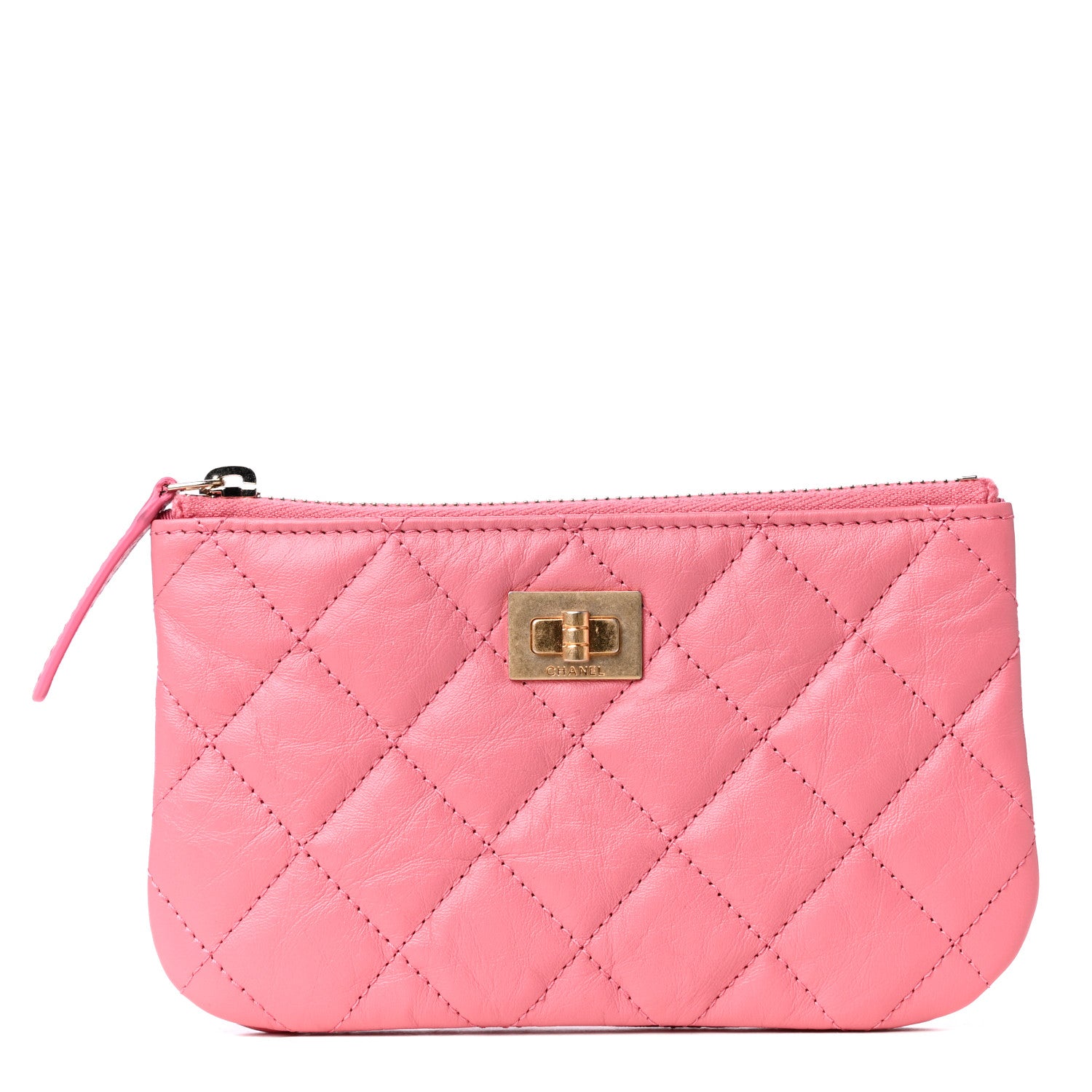 Chanel Aged Calfskin Quilted Small Reissue Cosmetic Case Pink 1 of 4