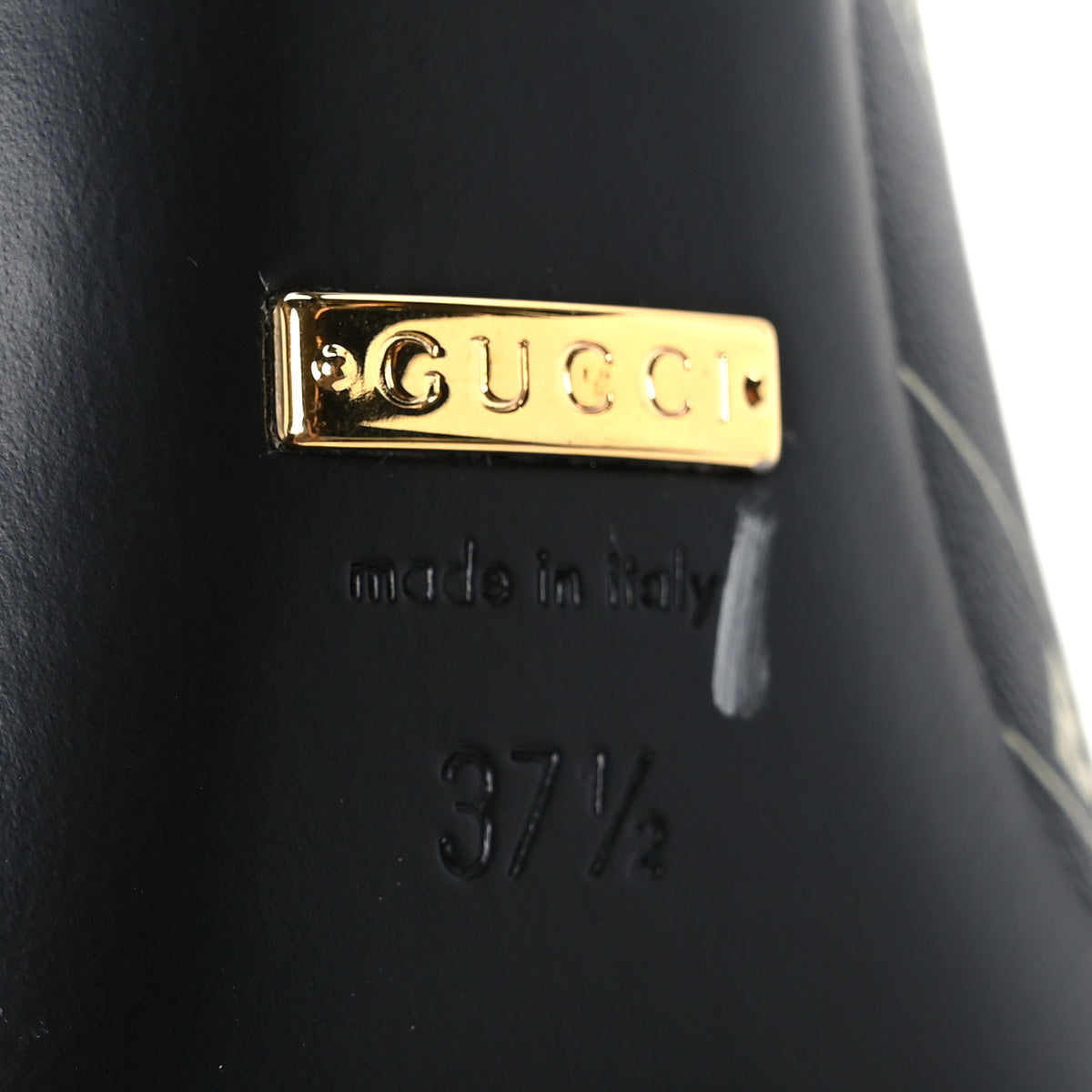 X Gucci Calfskin Logo Print Knife 80mm Pumps 37.5 Black