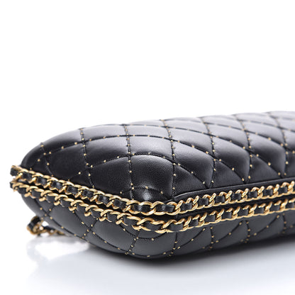 Chanel Lambskin Quilted Chain Around Clutch Black 8 of 10