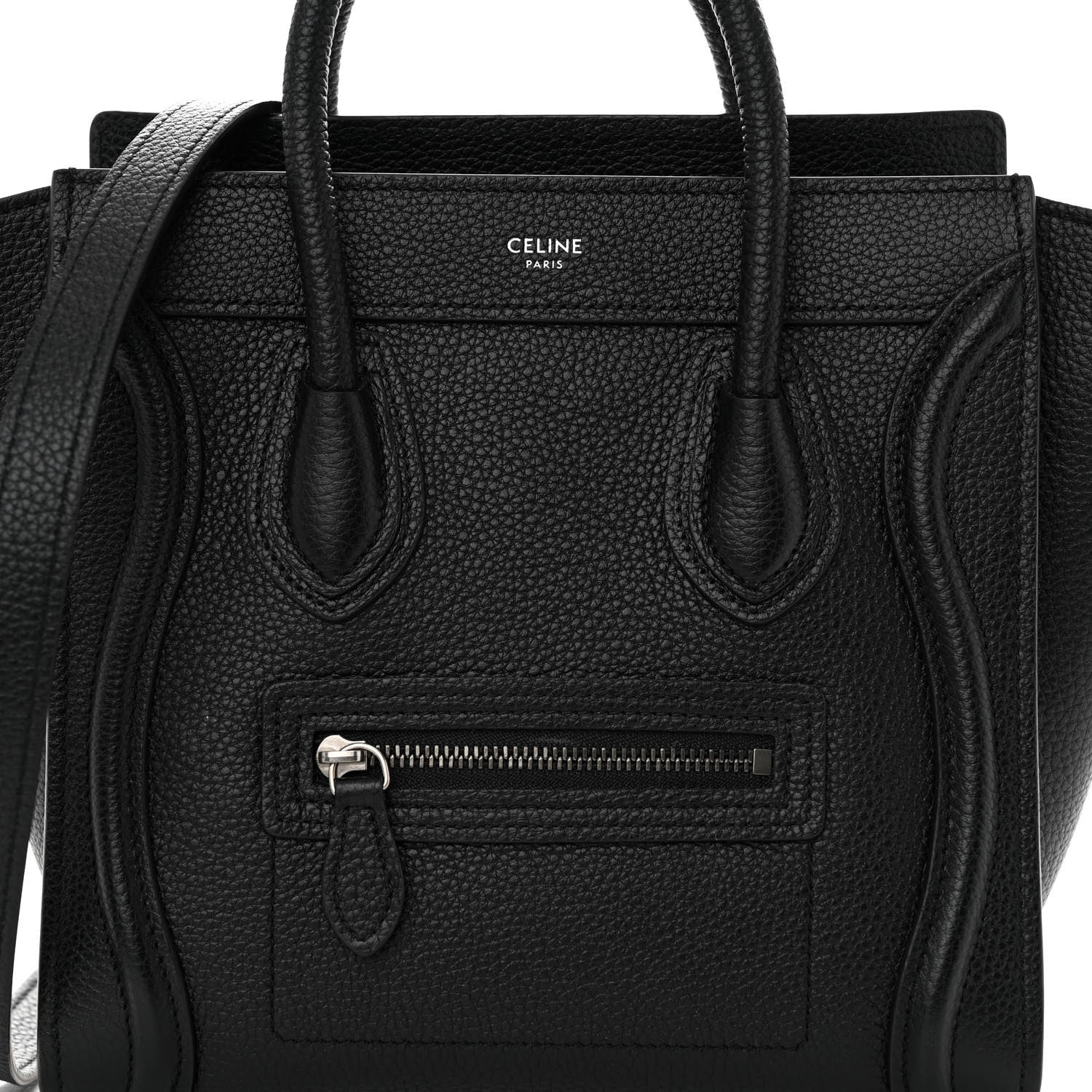 Celine Drummed Calfskin Nano Luggage Black 9 of 11