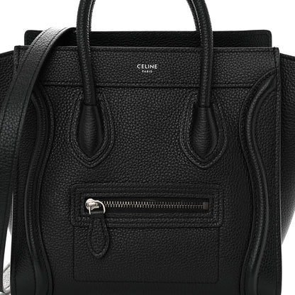 Celine Drummed Calfskin Nano Luggage Black 9 of 11