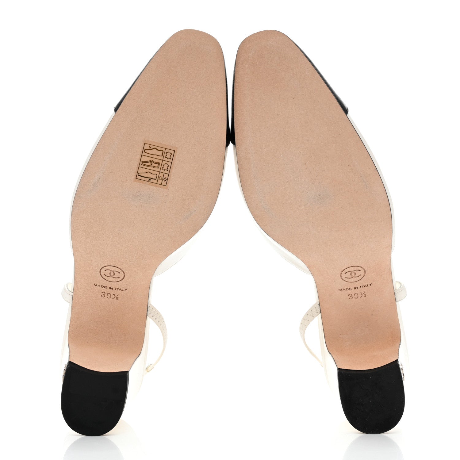 Chanel Lambskin Cap Toe CC Slingback Pumps 39.5 White Black 5 of 8
