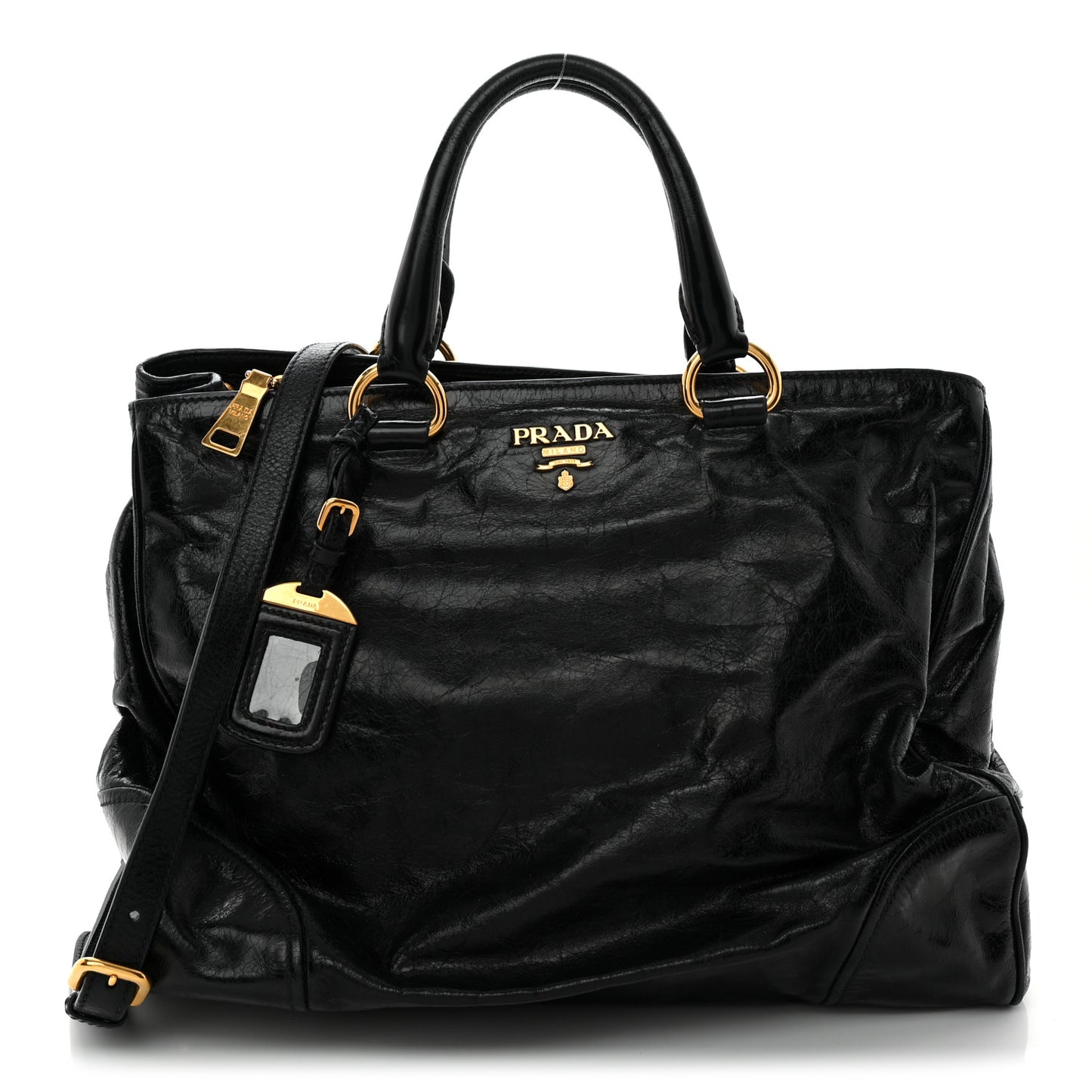 Vitello Shine Shopping Satchel Black