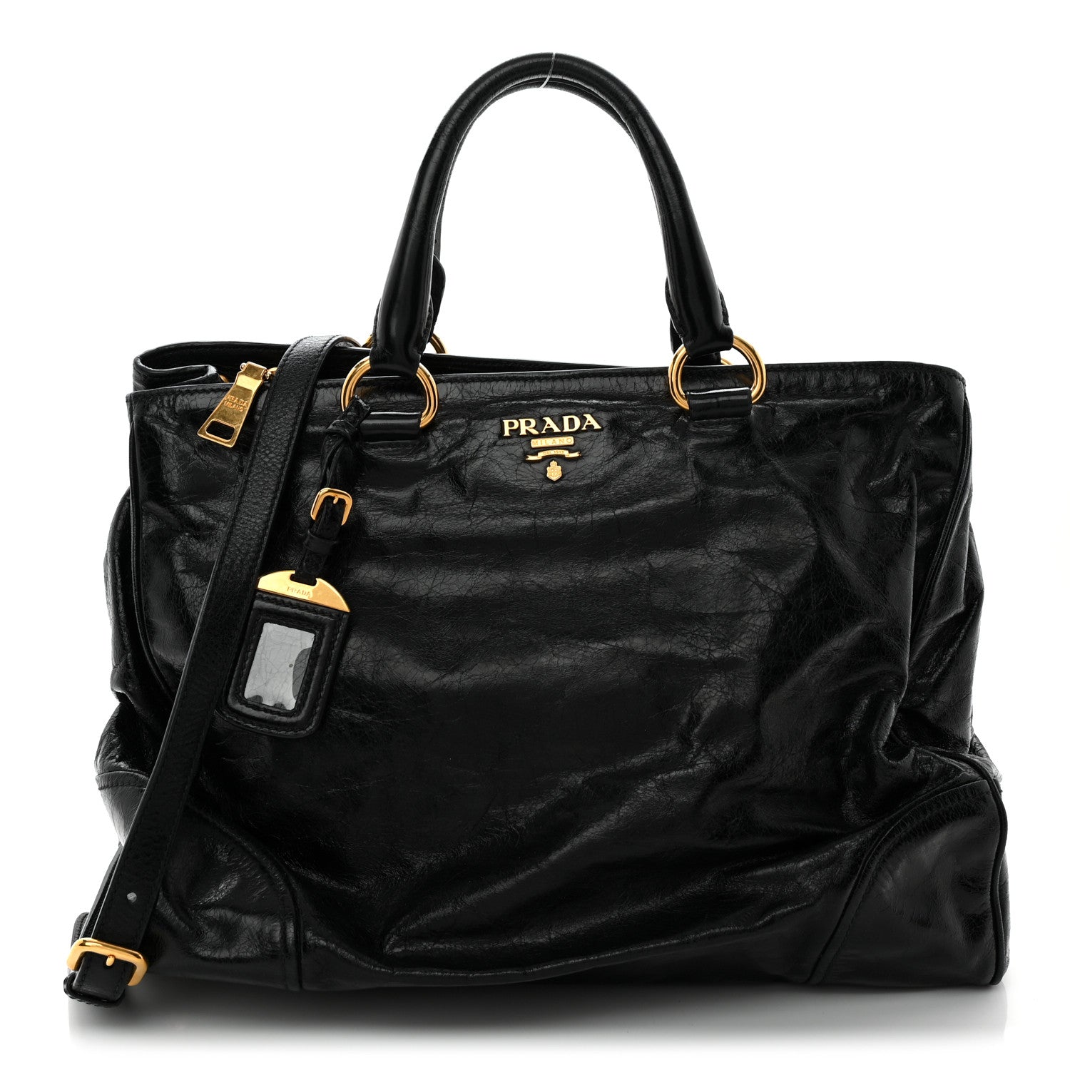 Prada Vitello Shine Shopping Satchel Black 1 of 11