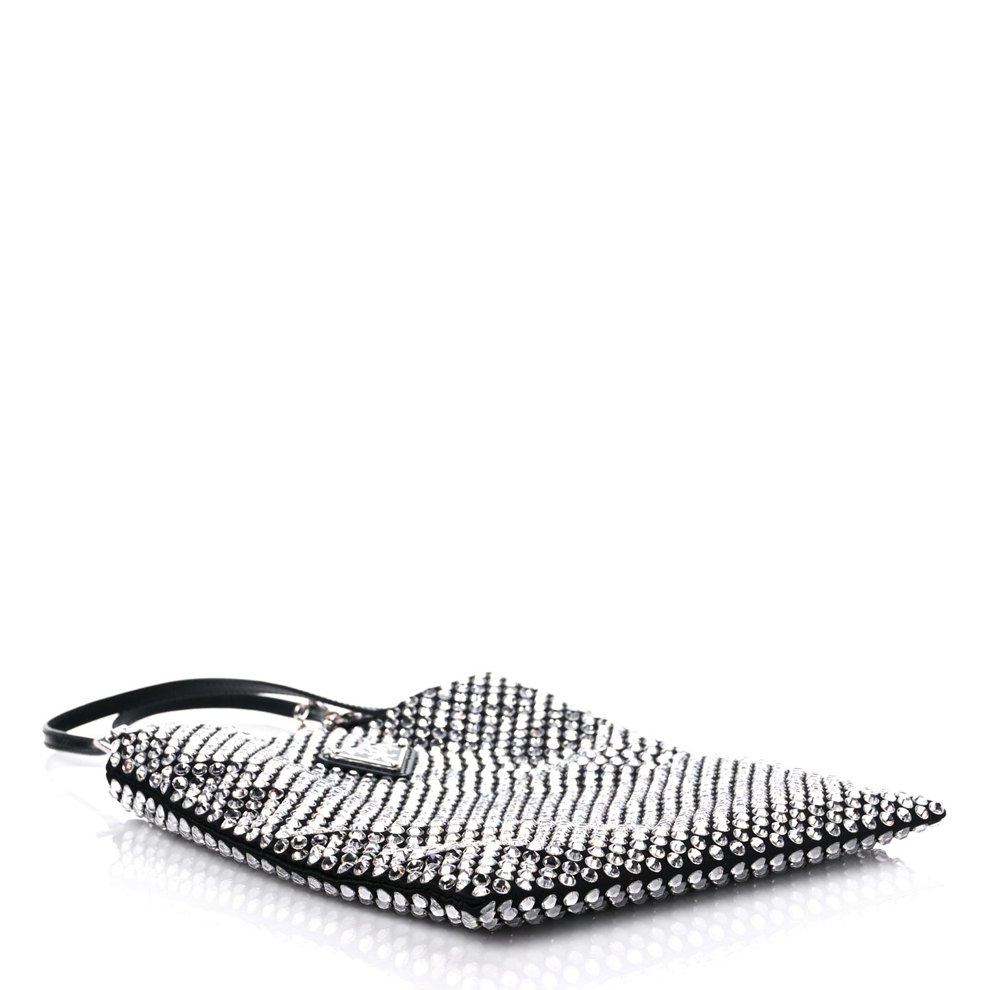 Satin Crystal Metal Triangle Logo Chain Crossbody Handbag Cristal