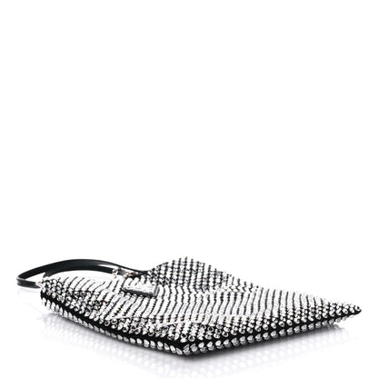 Prada Satin Crystal Metal Triangle Logo Chain Crossbody Handbag Cristal 4 of 8