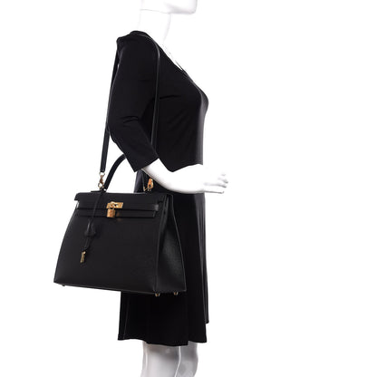 Hermes Epsom Kelly Sellier 35 Black 2 of 32