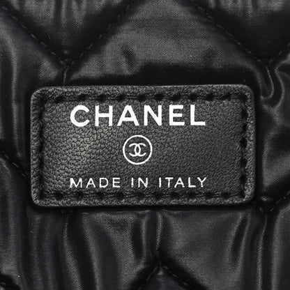 Chanel Distressed Patent Chevron Quilted Medium CC Crossing Cosmetic Case Black 6 of 7
