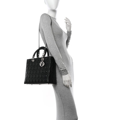 Christian Dior Lambskin Cannage Large Lady Dior Black 2 of 11