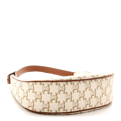 Celine Canvas Calfskin Ava Triomphe Shoulder Bag White 4 of 10
