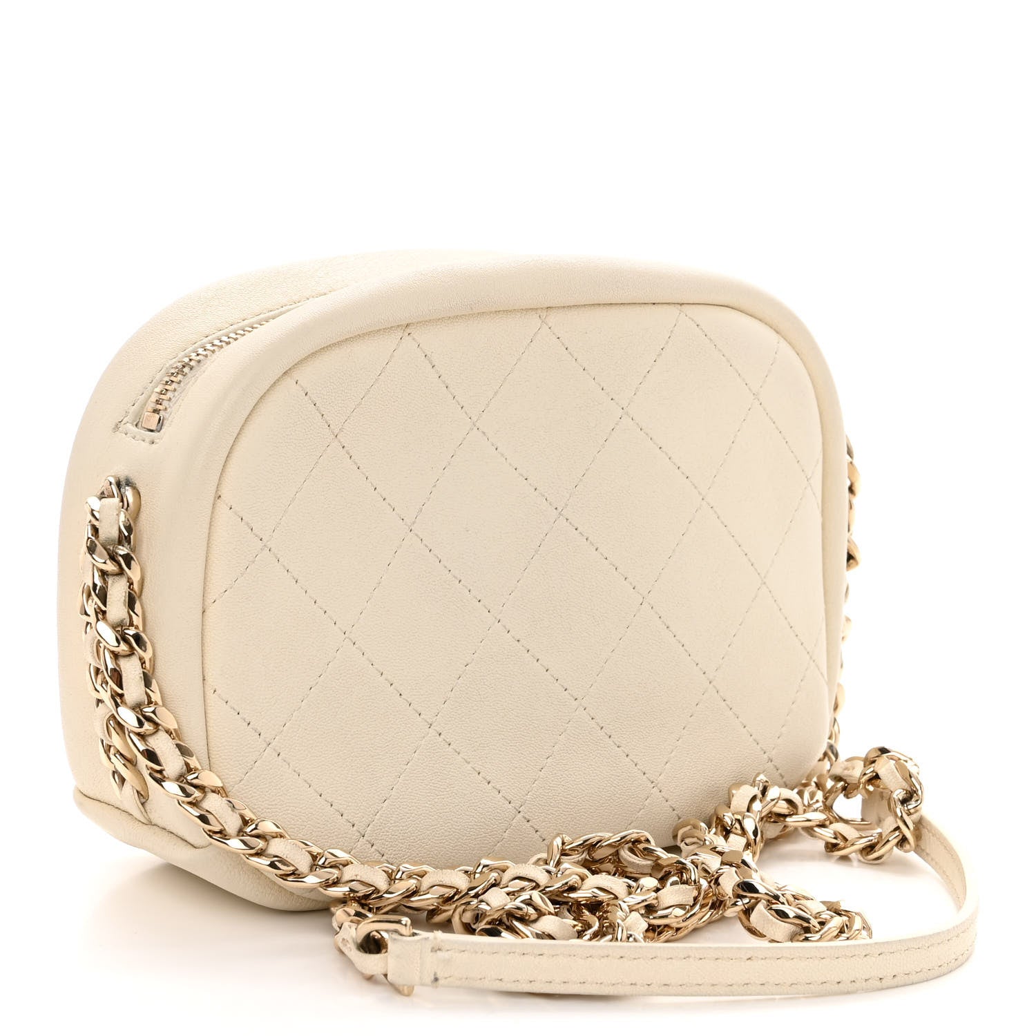Chanel Goatskin Quilted Small Casual Trip Camera Case White 3 of 10