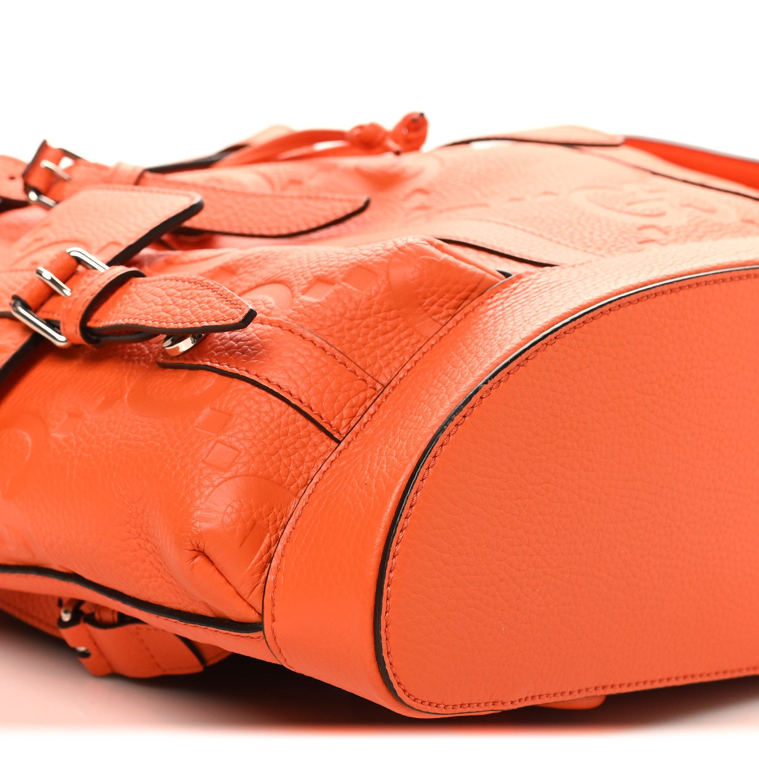 Gucci Piuma Calfskin Jumbo GG Embossed Double Buckle Backpack Good Orange 8 of 9
