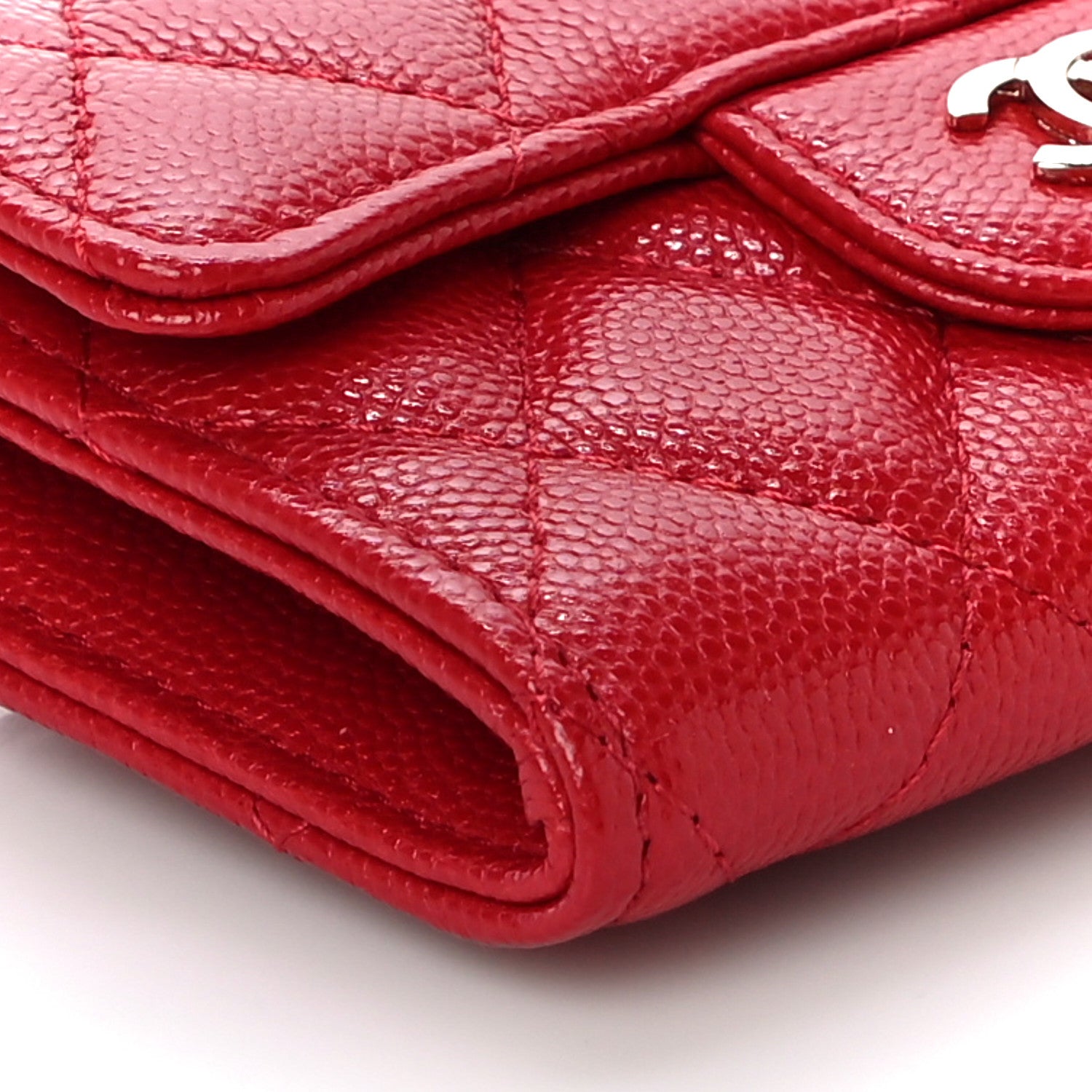 Chanel Caviar Quilted Flap Card Holder Wallet Red 10 of 12
