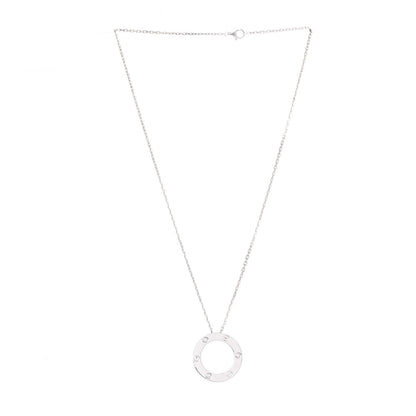 Cartier 18K White Gold 3 Diamonds LOVE Pendant Necklace 3 of 7