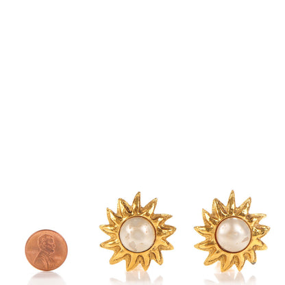 Chanel Pearl Clip On Earrings Gold 2 of 5