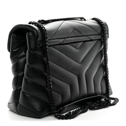Saint Laurent Calfskin Y Quilted Monogram Monochrome Small Loulou Chain Satchel Black Black 3 of 11