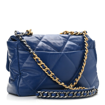 Chanel Goatskin Quilted Large Chanel 19 Flap Dark Blue 3 of 11