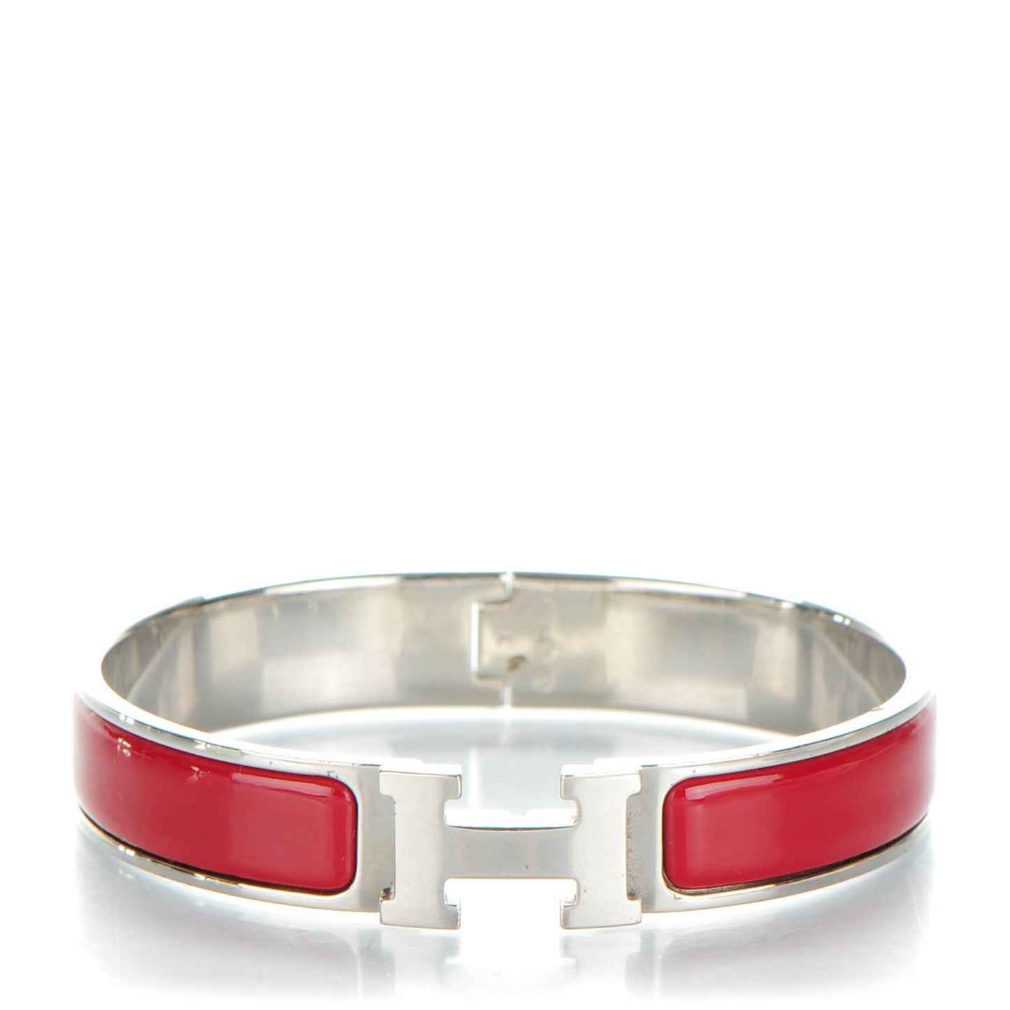 Enamel Narrow Clic Clac H Bracelet GM Rouge