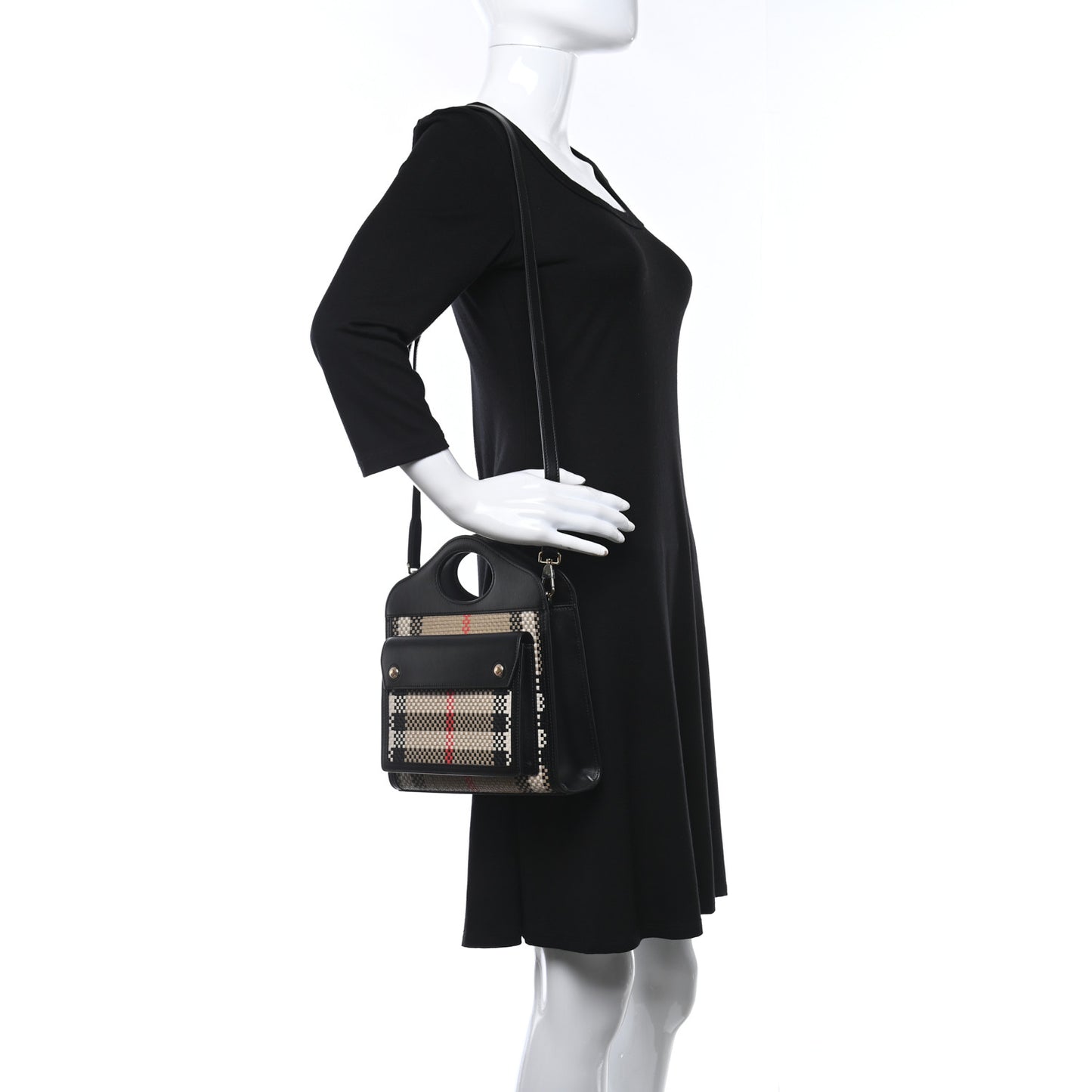 Calfskin Check Mini Pocket Bag Black