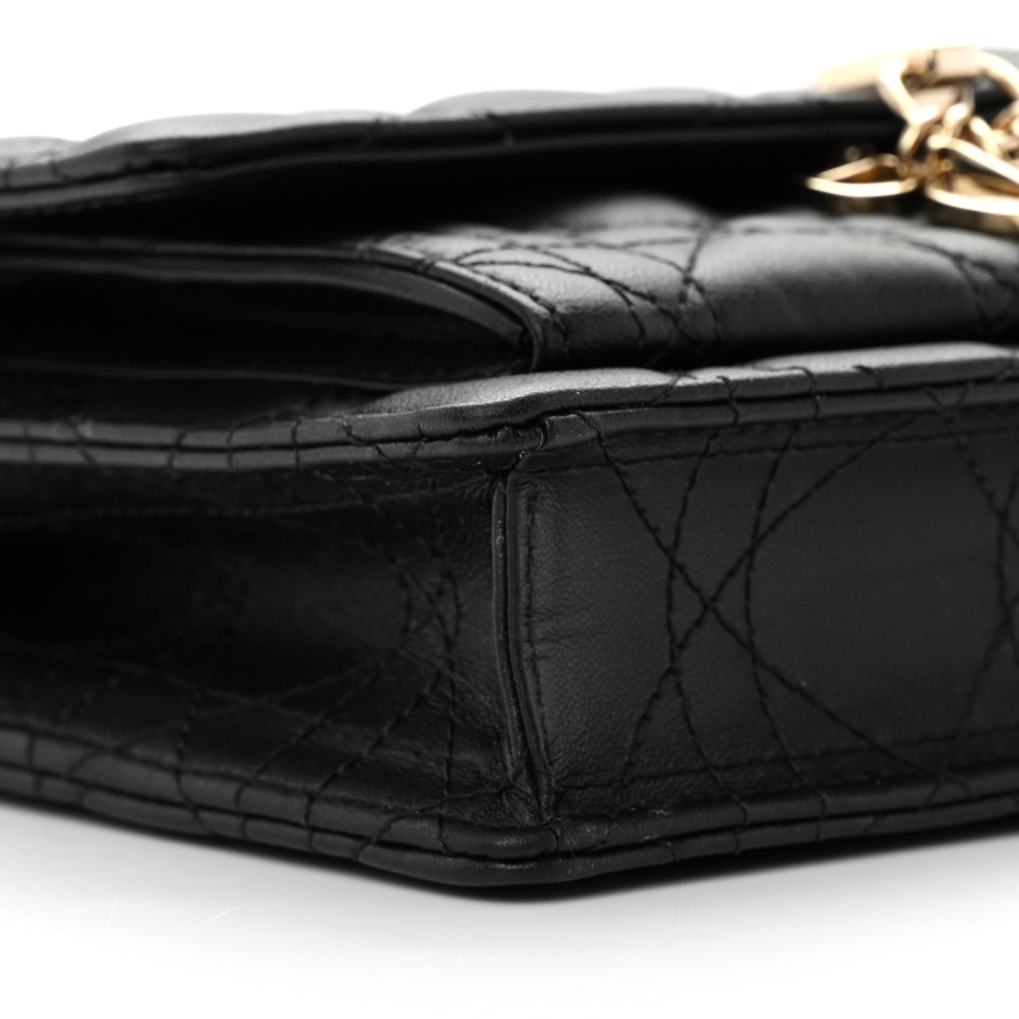 Lambskin Cannage Miss Dior Chain Pouch Black