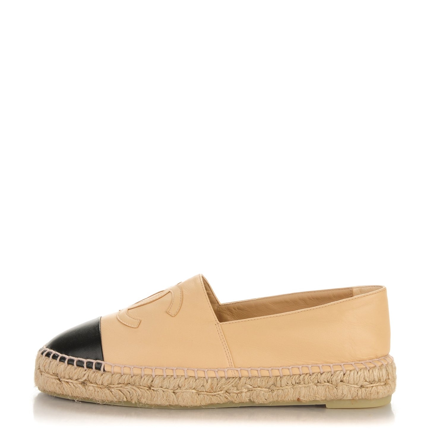 Lambskin CC Espadrilles 37 Beige Black