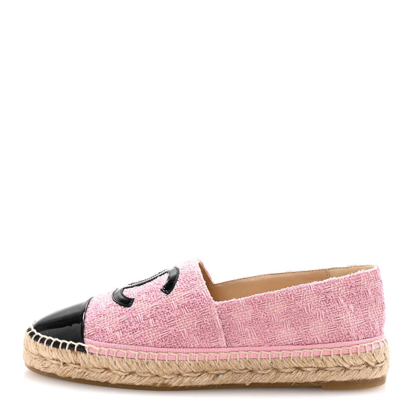 Tweed Patent CC Espadrilles 39 Pink Black