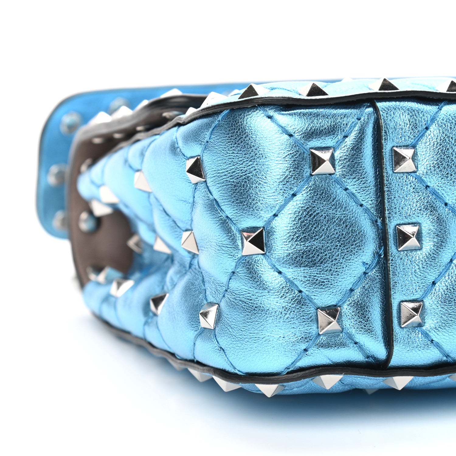 Valentino Garavani Metallic Nappa Small Rockstud Spike Shoulder Bag Cerulean 4 of 6