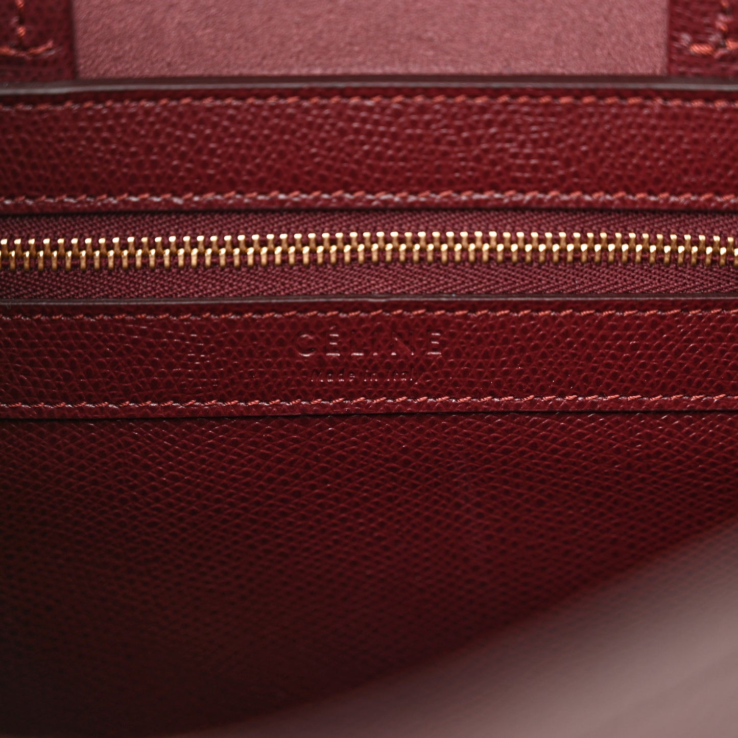 Grained Calfskin Small Vertical Bi-Cabas Navy Burgundy